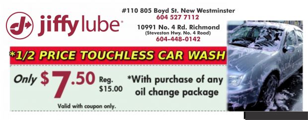 ... Wash at Jiffy Lube - Auto Repair Coupons - Richmond BC - CouponsBC.ca