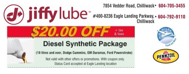 Diesel Oil Change 20.00 Off at Jiffy Lube Auto Repair Coupons Chilliwack BC CouponsBC.ca