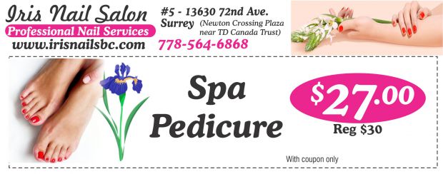 Spa Pedicure 27.00 at Iris Nail Salon Health & Beauty Salons Coupons