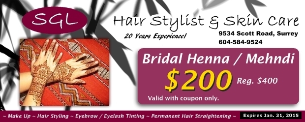 Brdial Henna Mehndi At Sgl Hair Stylist Skin Care Health