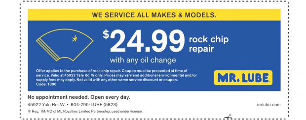 Rock Chip Repair $24.99 at Mr. Lube - Auto Repair Coupons - Chilliwack BC - www.bagssaleusa.com/louis-vuitton/
